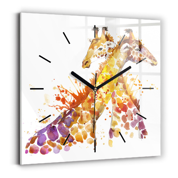 Square wall clock Giraffe - watercolor