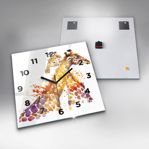 Square wall clock Giraffe - watercolor