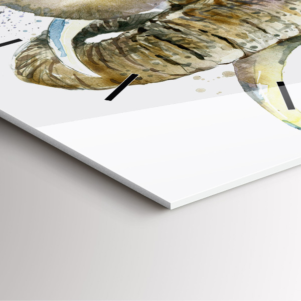 Square wall clock Painted animals elephants