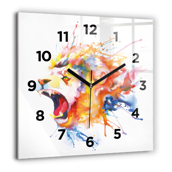 Square wall clock Lion - watercolor