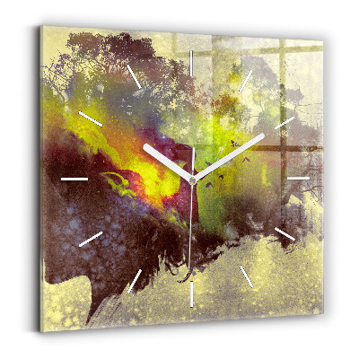 Square wall clock Woman in the forest