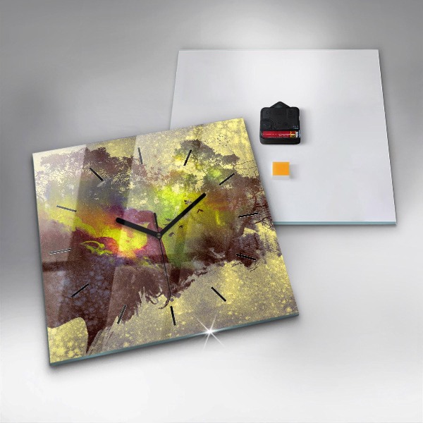 Square wall clock Woman in the forest