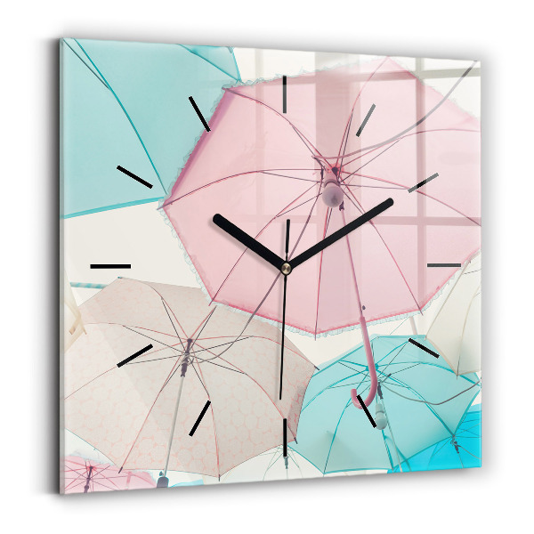 Square wall clock Pastel umbrellas