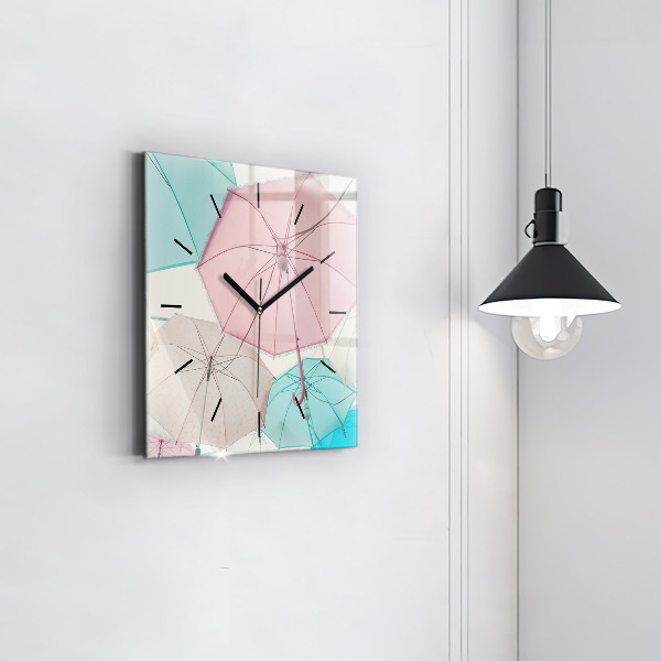 Square wall clock Pastel umbrellas