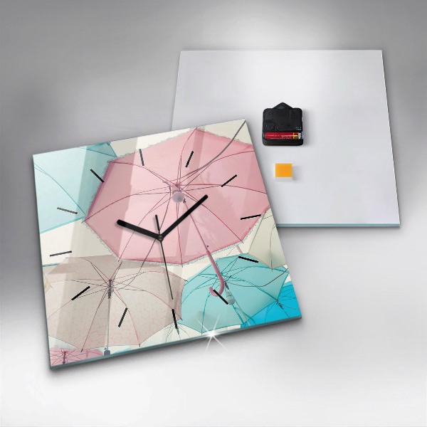 Square wall clock Pastel umbrellas