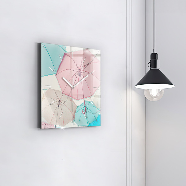 Square wall clock Pastel umbrellas