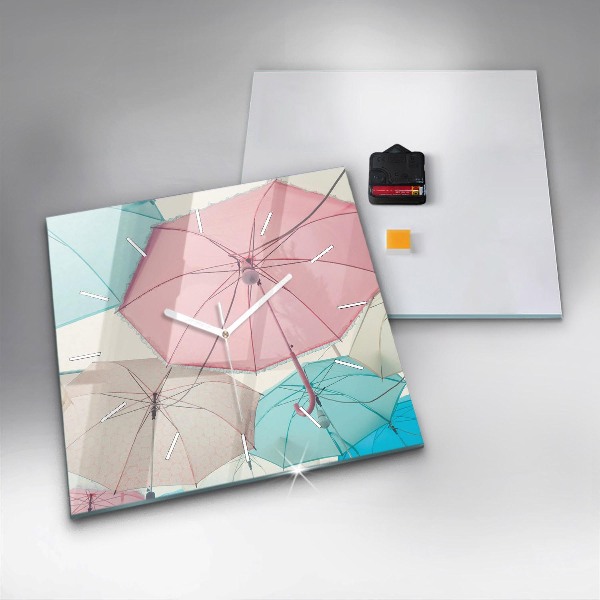 Square wall clock Pastel umbrellas
