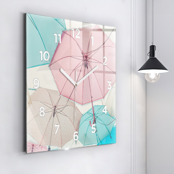 Square wall clock Pastel umbrellas