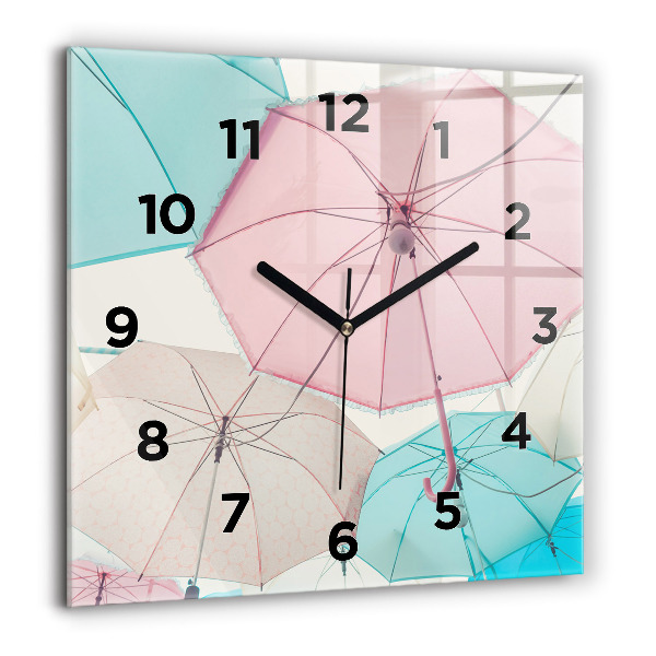 Square wall clock Pastel umbrellas
