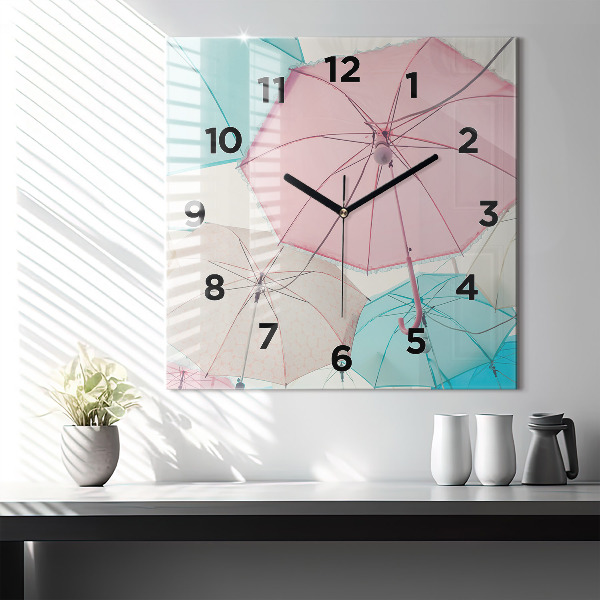 Square wall clock Pastel umbrellas