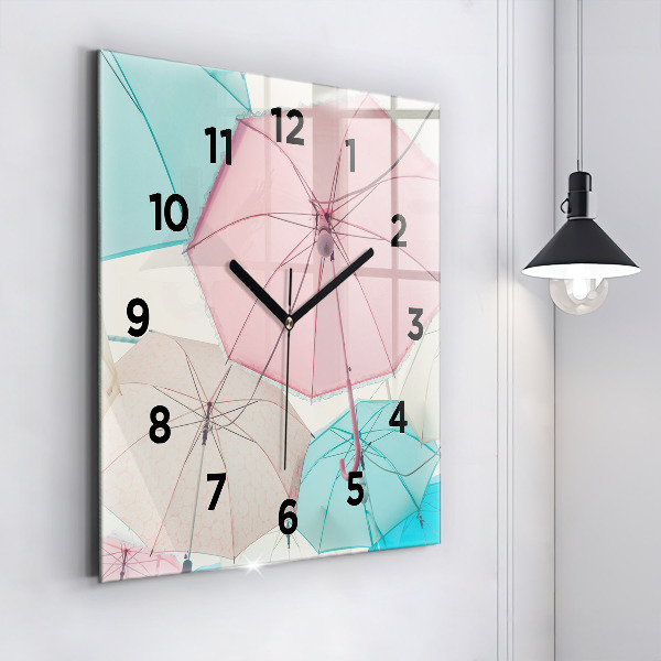 Square wall clock Pastel umbrellas