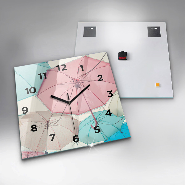 Square wall clock Pastel umbrellas