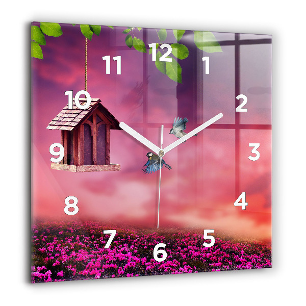 Square wall clock Birdhouse