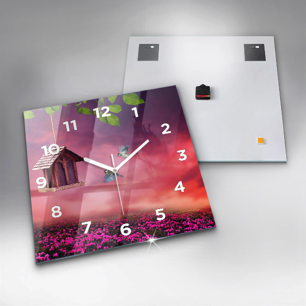 Square wall clock Birdhouse