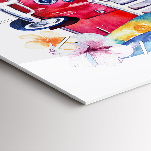 Square wall clock Car and Surfing sign