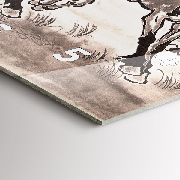 Square wall clock Galloping horses