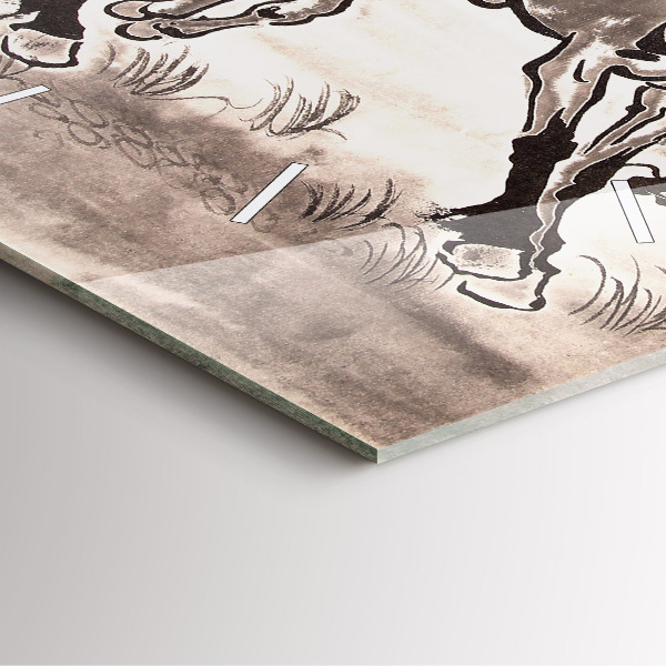 Square wall clock Galloping horses