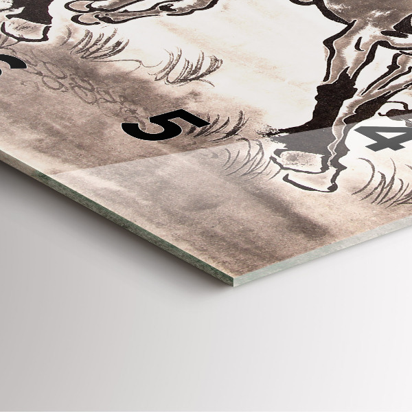 Square wall clock Galloping horses