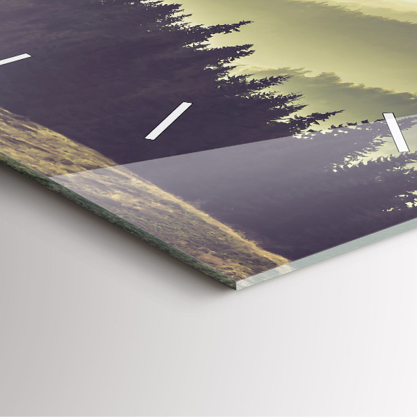 Square wall clock Misty mountain slopes
