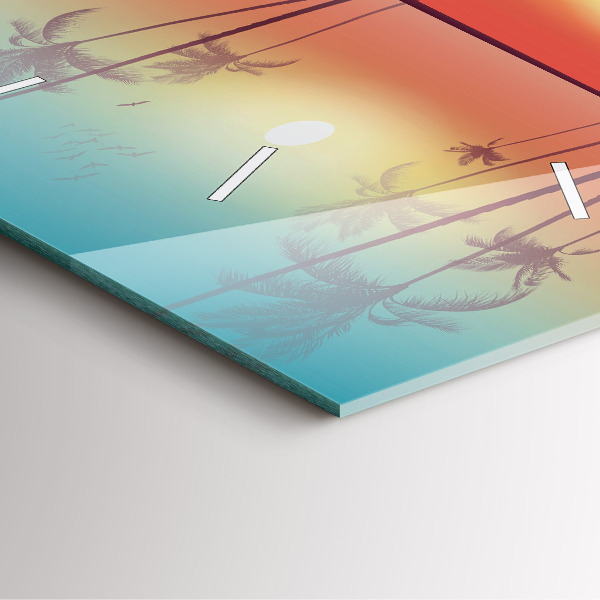 Square wall clock Tropical palm trees