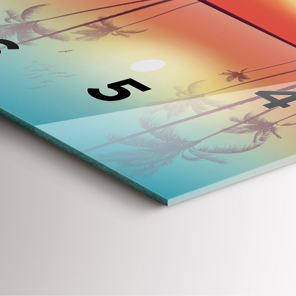 Square wall clock Tropical palm trees
