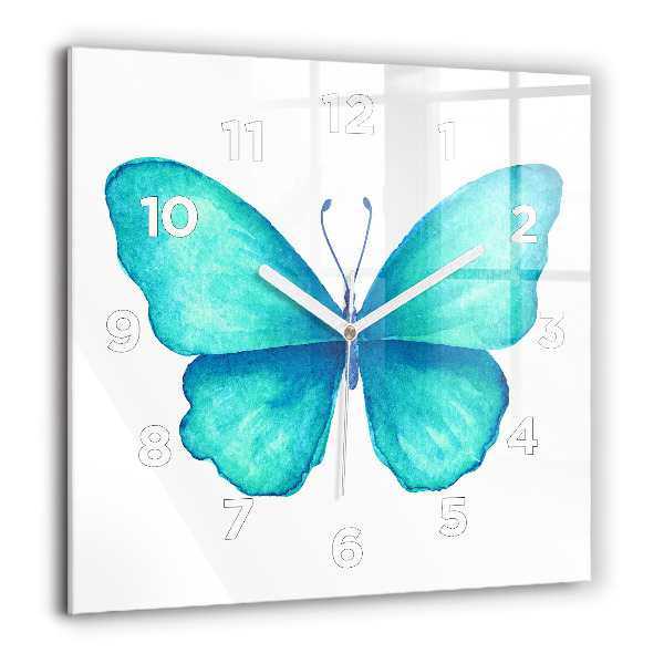 Square wall clock Turquoise Summer Butterfly
