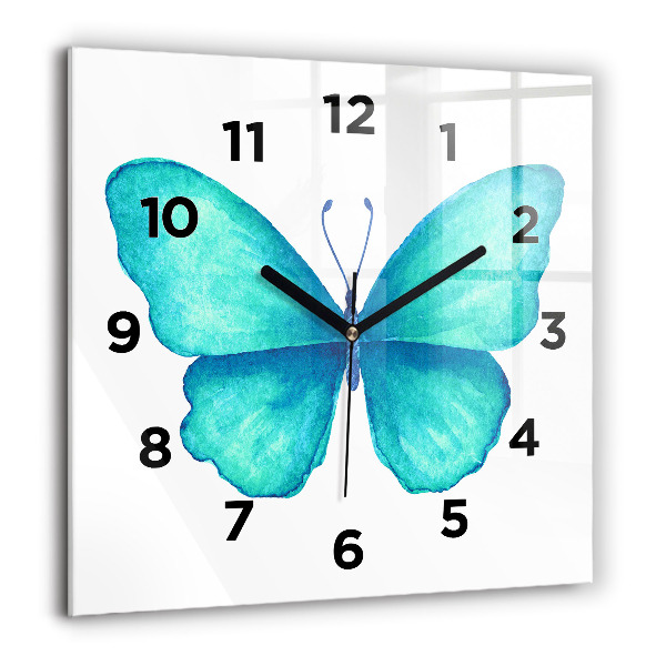 Square wall clock Turquoise Summer Butterfly