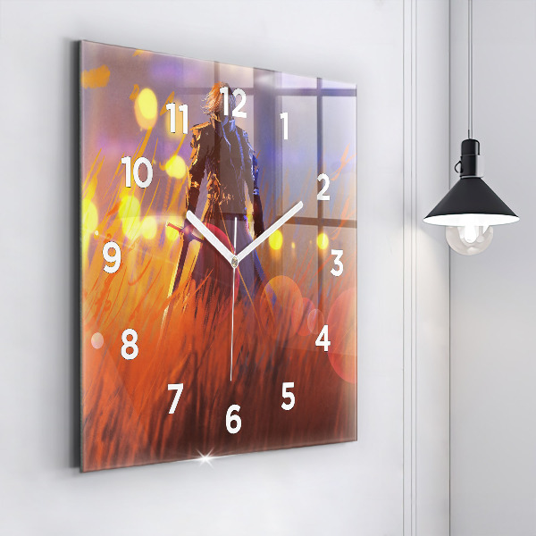 Square wall clock Knight with a sword