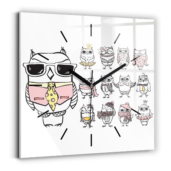 Square wall clock Vintage Owl Poster