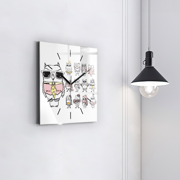 Square wall clock Vintage Owl Poster
