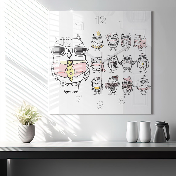 Square wall clock Vintage Owl Poster