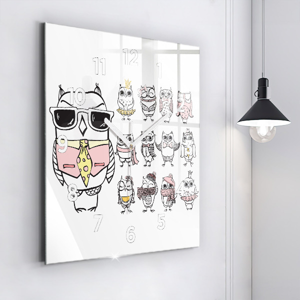 Square wall clock Vintage Owl Poster