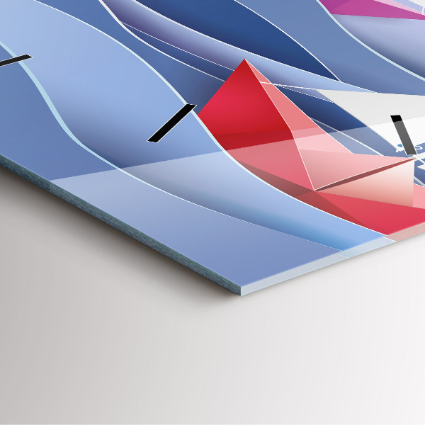 Square wall clock Origami colorful sailboats