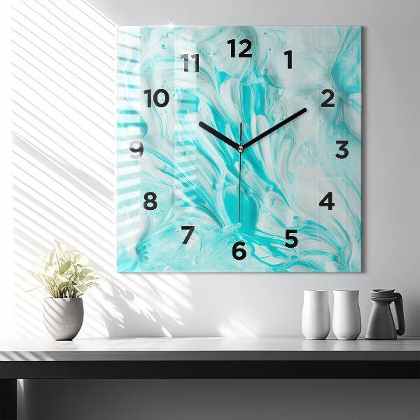Square wall clock Blue abstraction