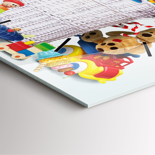 Square wall clock Wicker basket with toys