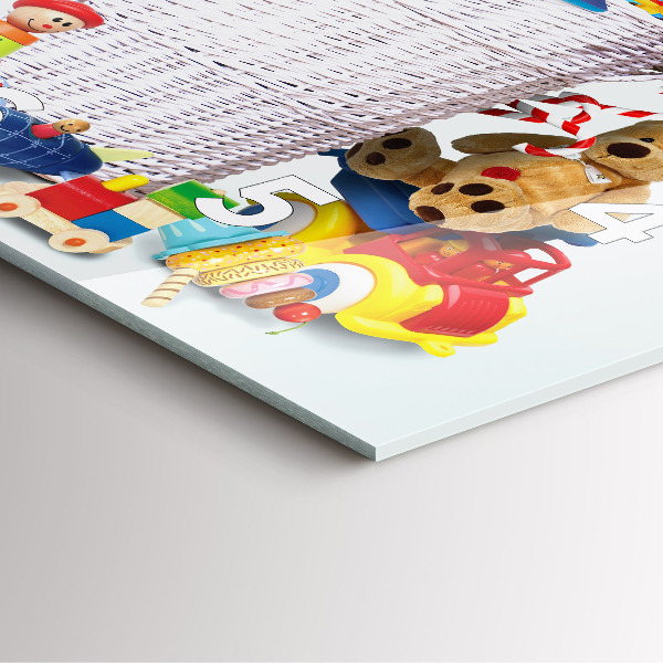 Square wall clock Wicker basket with toys