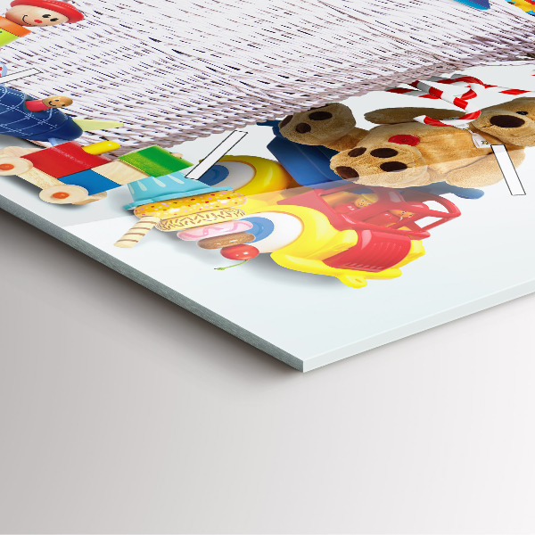 Square wall clock Wicker basket with toys