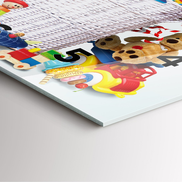 Square wall clock Wicker basket with toys