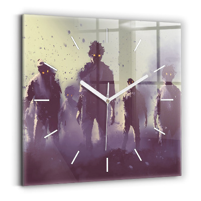 Square wall clock Zombies at night - halloween