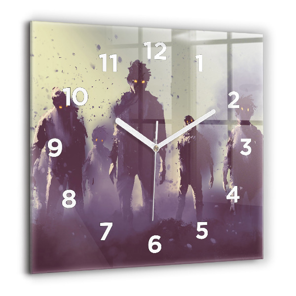 Square wall clock Zombies at night - halloween
