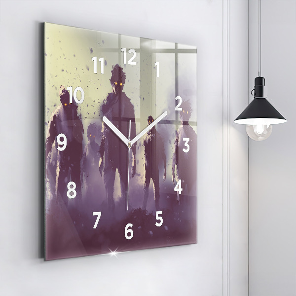 Square wall clock Zombies at night - halloween