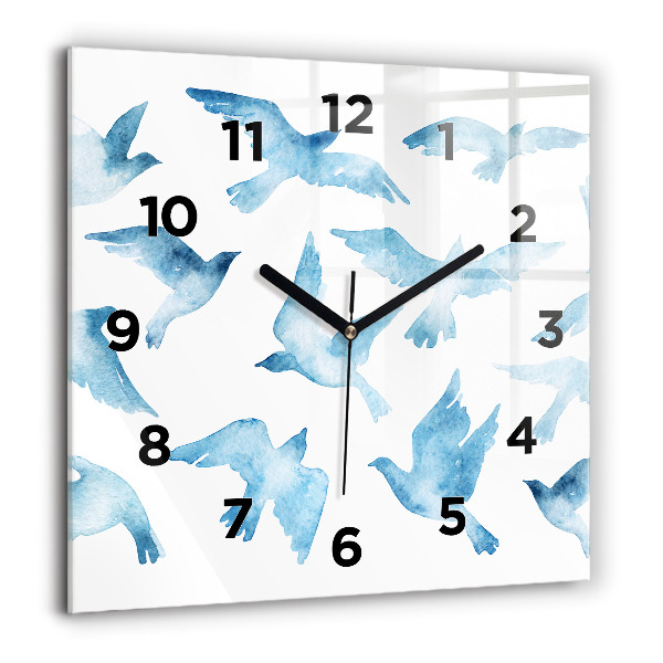 Square wall clock Flying blue birds