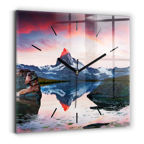 Square wall clock Stellisee Matterhorn lake