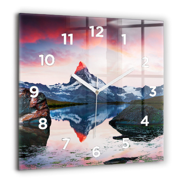 Square wall clock Stellisee Matterhorn lake