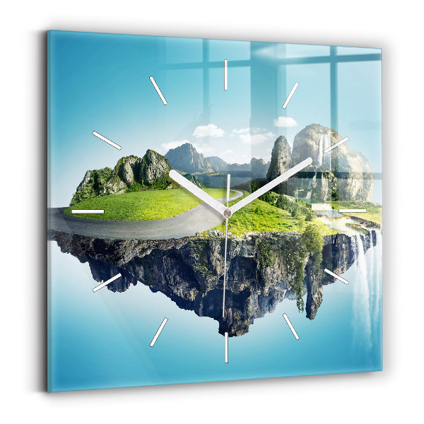 Square wall clock Flying Island