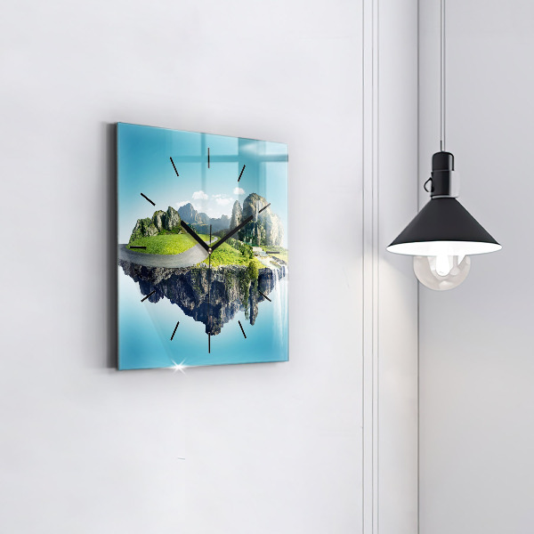 Square wall clock Flying Island