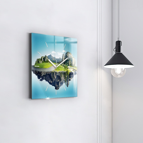 Square wall clock Flying Island