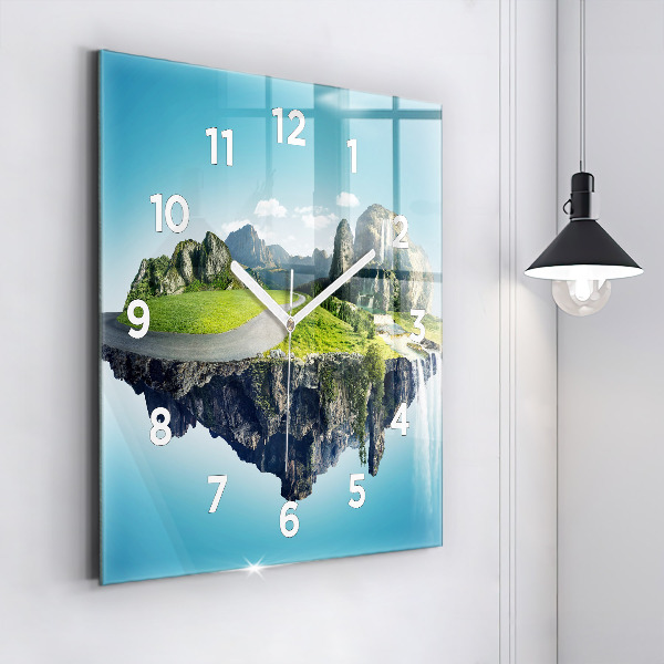 Square wall clock Flying Island