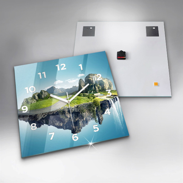 Square wall clock Flying Island