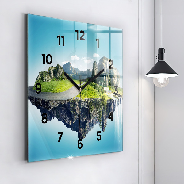 Square wall clock Flying Island